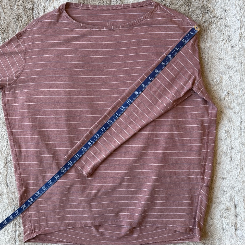 Lululemon🍋Back In Action Long Sleeve Short Serve Stripe Heathered Spiced Chai - Picture 11 of 12